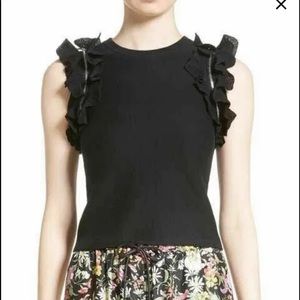 Phillip Lim Solid Ruffle Sport Tank Top With Zippers crop top like new